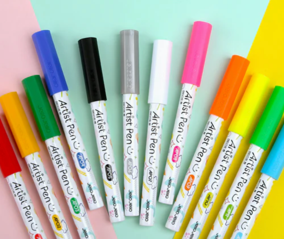 Vibrant array of JELLO JELLO Artist Pens AP01-AP12 showcasing their versatility for creating stunning nail art designs. These specialized pens allow users to easily draw and air-dry intricate patterns, providing a fun and creative experience for nail enthusiasts. The image highlights the diverse color options available in this 12-piece JELLO JELLO nail art pen set, perfect for unleashing one's artistic expression.