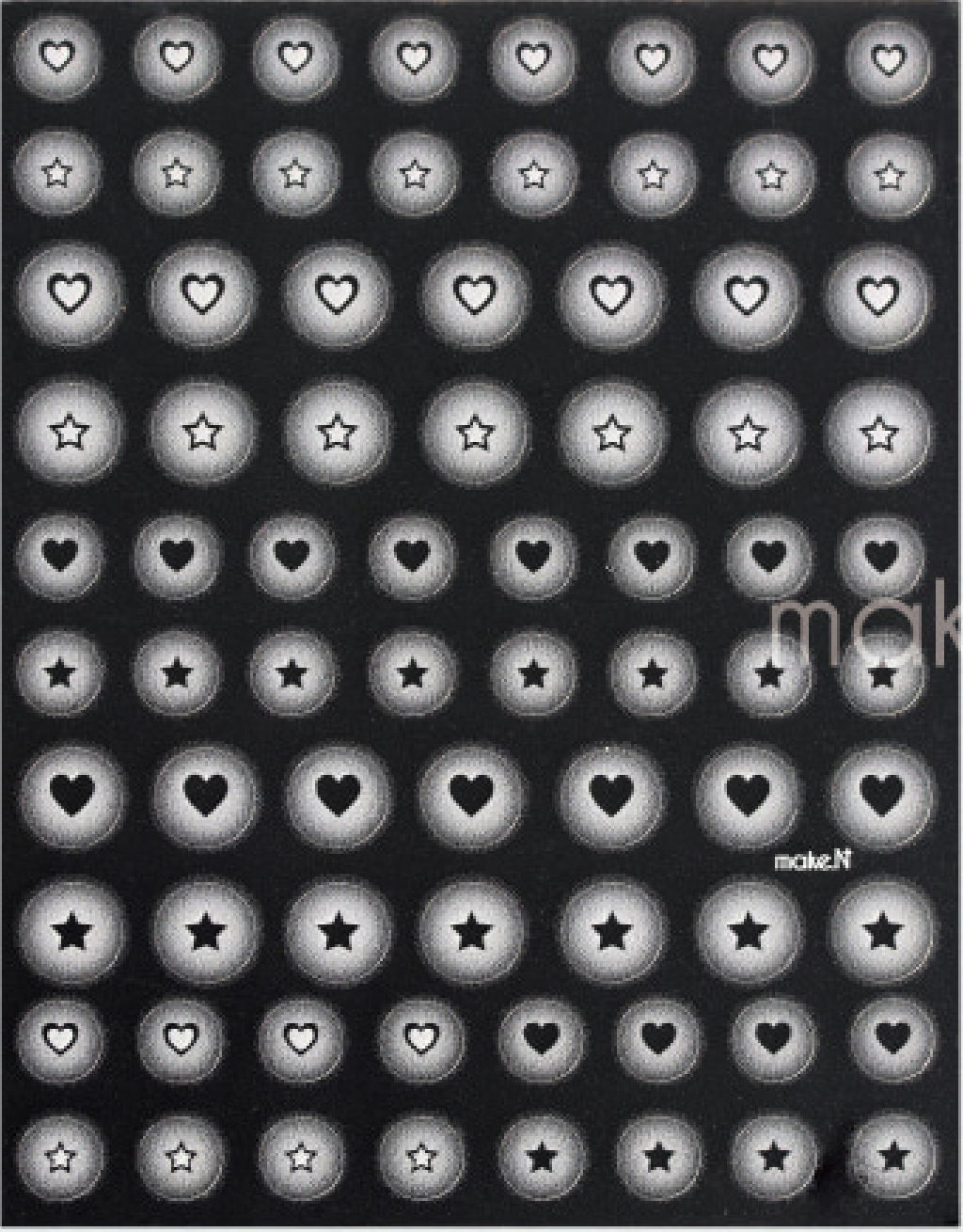 MAKE.N Nail Sticker51-4 Real Cheek Nail Sticker - Hearts Type - White - Nail Art