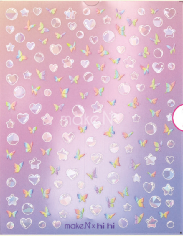 MAKE.N Nail Sticker52-2 Teen Sticker Bubbles and Butterflies - Nail Art