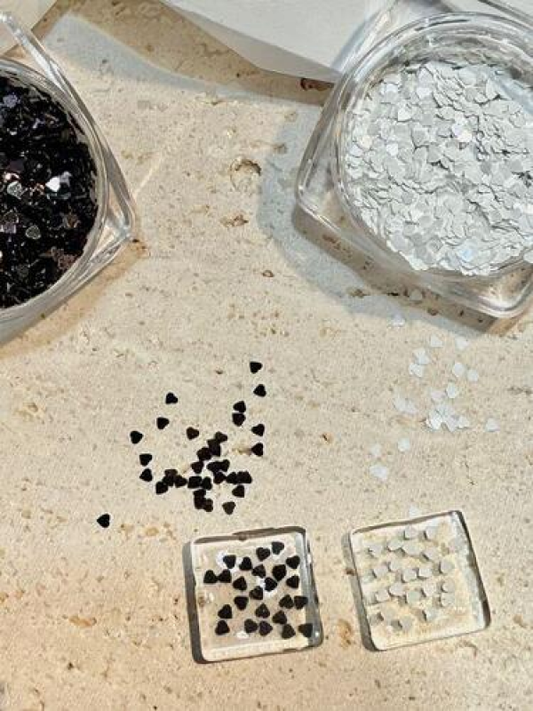 RIPOSO Mini Heart Glitters Black and White (2 types) - Nail Glitter