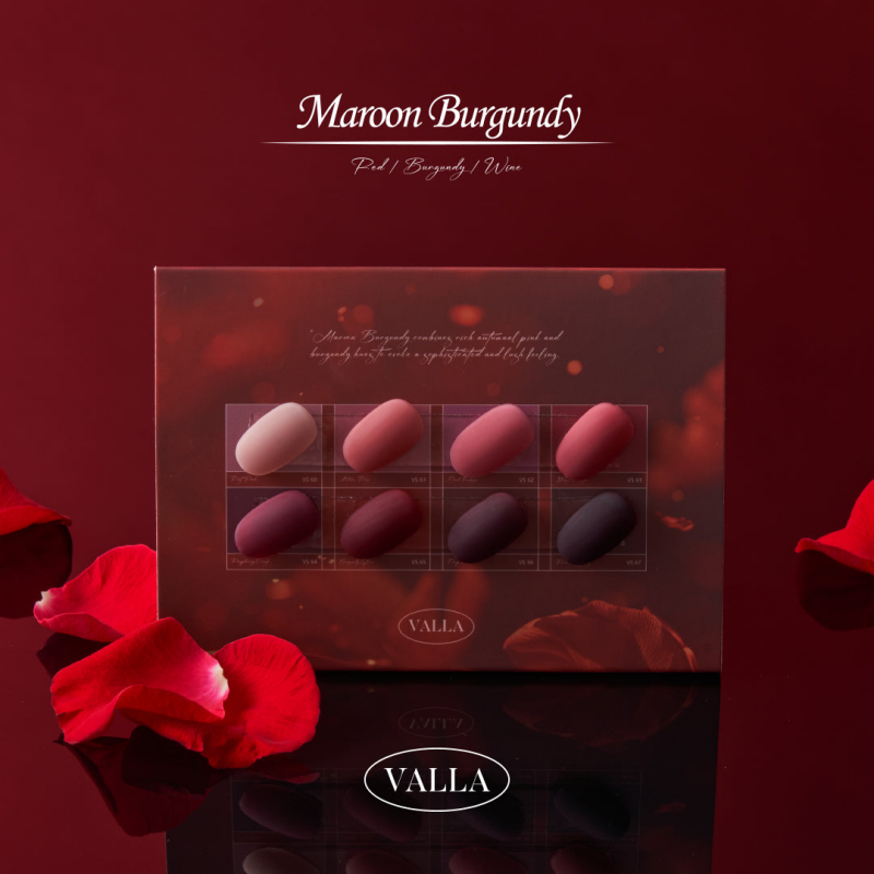 VALLA Maroon Burgendy Collection 8pcs/set - Gel