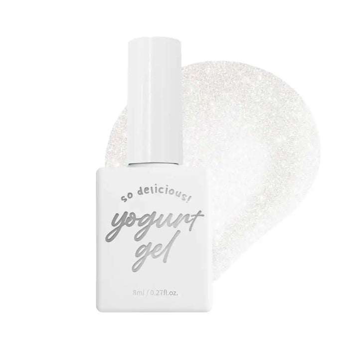 Elegant and shimmering yogurt-inspired gel collection with pastel undertones, featuring a dainty and subtle shine perfect for highlighting the color gel underneath. The limited edition packaging and color card add a touch of sophistication to this indulgent set, perfect for Shopify customers seeking a luxurious and stylish nail care experience.