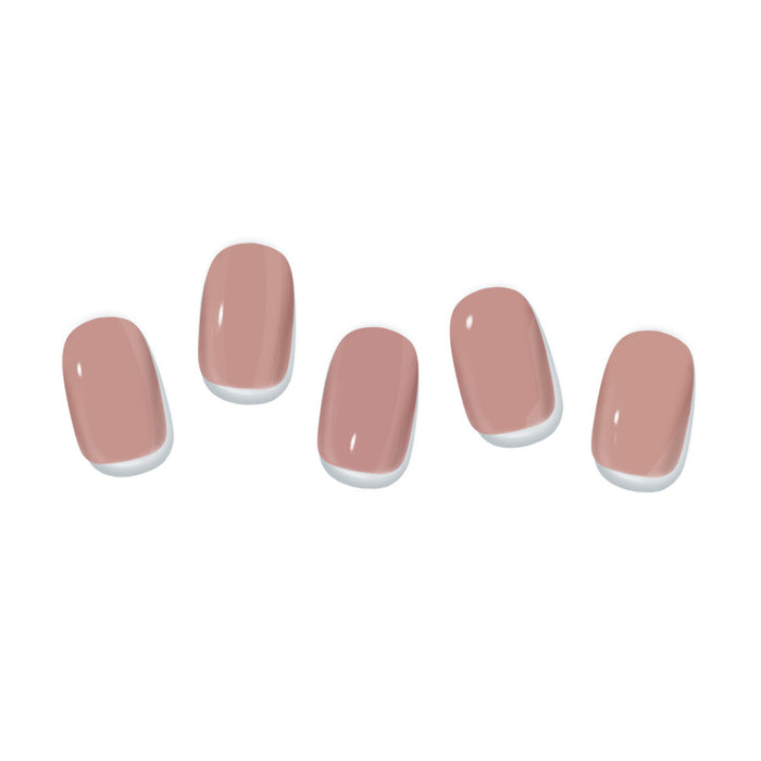 A close-up image of five LEAV Color Gel nail polish products in the shade LVN073, featuring a soft, muted mauve-pink hue. The image showcases the product's vibrant and smooth finish, which may vary slightly in color due to differences in monitor resolution and image effects.