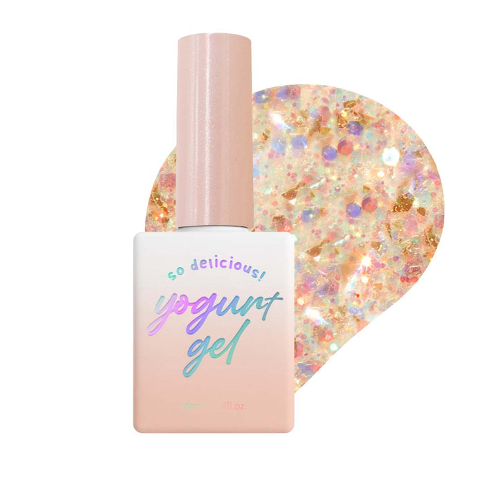 Vibrant and sun-kissed Yogurt Nail Gel Aloha Collection, featuring sparkling blues and tropical pinks that capture the essence of summer. This long-lasting gel polish set showcases the brand's commitment to creating deliciously formulated, high-quality nail care products.