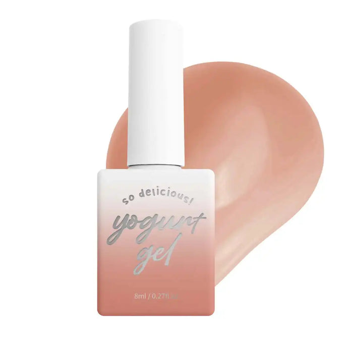 The alt text for this image of the "YOGURT Cookie Bear Collection" Shopify product is: A bottle of peach-colored Yogurt gel nail polish, with the brand name "Yogurt" prominently displayed on the bottle.