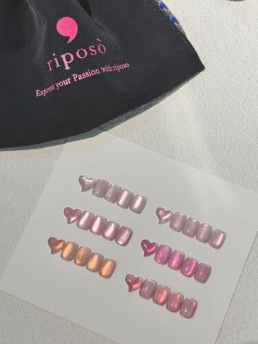 RIPOSO Pulling Pink Mood six magnetic gel shades on the official swatch card