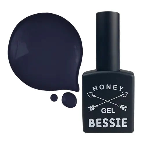 Detailed image of a black Honey Gel nail polish bottle labeled "BESSIE BH13 (11ml)", showcasing the brand's extensive single gel collection.