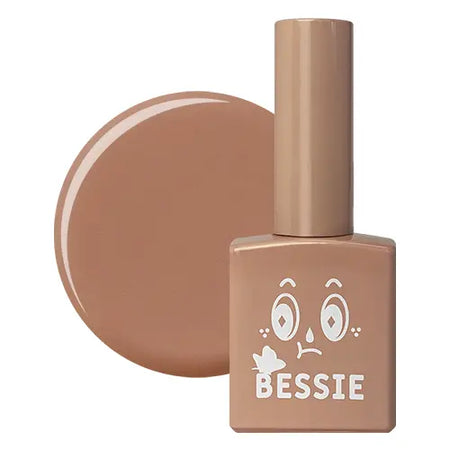 A close-up image of a BESSIE S10 (11ml) gel nail polish product from the BESSIE collection, showcasing the beige-colored bottle with the distinctive BESSIE branding and a circular swatch of the nail polish color.