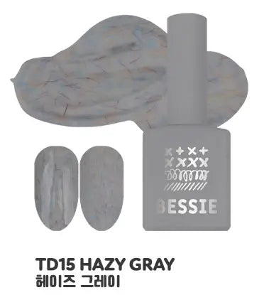 Elegant and cozy nail polish set by BESSIE brand, featuring a hazy gray color palette perfect for winter styling. The fluffy, cloud-like texture and modern design elements create a high-quality, on-trend nail care collection.