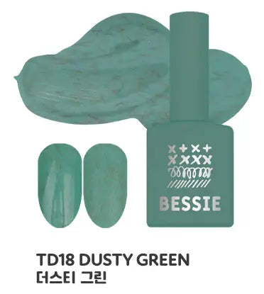 The BESSIE Fluffy Collection features a tranquil and soothing dusty green nail polish set, designed to complement the winter season's natural palette. The product image prominently displays the vibrant, plush nail lacquers, showcasing BESSIE's commitment to quality and on-trend color selections.