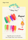 Colorful paint strokes depict a Shopify product titled "Play Coy" by BEVLAH, featuring 3ml 60S UV-LED Temperature changing HEMA-FREE LED Gel Scent Free nail polish that is 13-free and certified vegan. The image showcases the unique color-changing properties of the product, inviting customers to "Upgrade your art with the new Artgel [Play Coy] Collection".