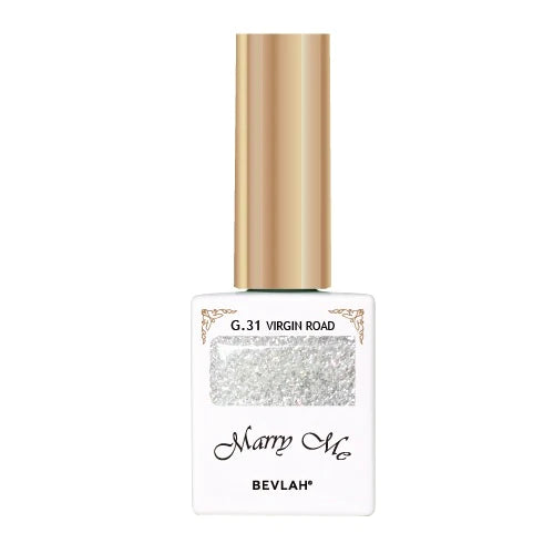 Enchanting silver glitter nail polish from the BEVLAH Marry Me collection, featuring a captivating and romantic design that will make your nails shine with elegance.