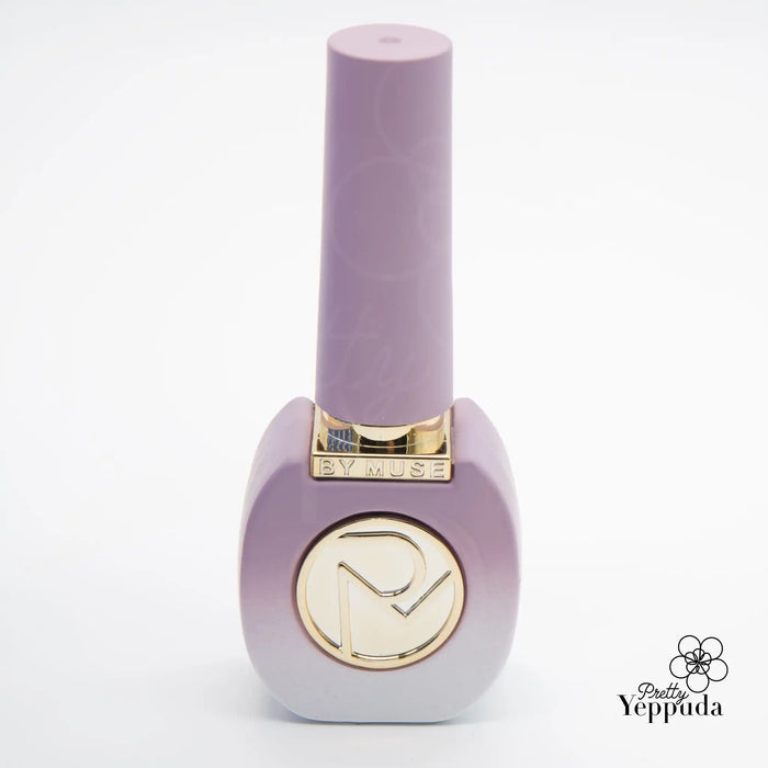 Enchanting lavender gel nail polish from the magical Fairy Tale collection by By Muse, featuring a delicate spring garden design and shimmering gold accents to captivate and delight.