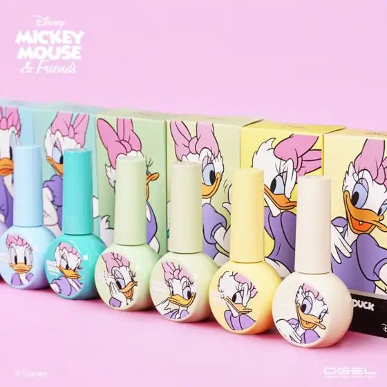 Delightful Disney Daisy Duck Collection - 10 pastel gel polish shades inspired by the iconic character, offering an opaque, smooth application and a 14-free, HEMA-free formula.