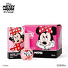 A playful and colorful image of the Disney Minnie Mouse Collection, featuring a set of 10 different nail polish shades in nude and pink tones. The image prominently displays the iconic Minnie Mouse character, showcasing her signature polka dot dress and bow, along with the DGEL brand logo. This high-quality, buildable gel polish collection offers an opaque, smooth application and is free from harmful ingredients like HEMA, making it a safe and st