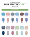 Overview of Set C from DGEL's Full Painting Gel Collection, showing a range of dusky blues, pinks, and greys, each tinted jar clearly marked with its color code for easy identification.