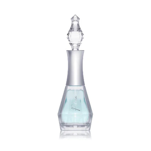 The DGEL Marine Potion bottle is elegantly designed with a tall, slender shape and a clear glass body that showcases the vibrant blue-green liquid within. The tapered neck and intricately detailed glass stopper add a touch of sophistication, perfectly complementing the product's luxury skincare positioning. This captivating image highlights the DGEL brand's commitment to delivering high-quality, nourishing nail care solutions.