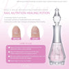 Nail Nutrition Healing Potion by DGEL - This image showcases the DGEL Nail Nutrition Healing Potion, a product designed to nourish and strengthen weakened hands and toenails. The potion contains vitamin E and keratin, providing essential nutrients to the protein layer, making it stronger and healthier. The image highlights the "before" and "after" effects of using the healing potion, demonstrating its ability to improve the appearance and conditi