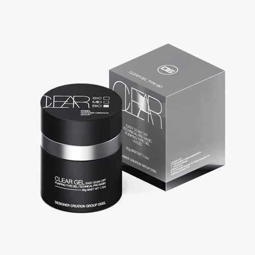 A clear gel nail product from the popular Korean brand DGEL, featuring an innovative air-tight sealed jar with a special pumping mechanism to maintain product freshness and prevent waste. This versatile builder gel is ideal for overlays and soak-off applications, curing in 60 seconds under UV/LED light.