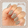 The shown image depicts a hand with beautifully manicured nails painted in a warm, vintage-inspired taupe color from the SHOWME Korea Purring Song collection. The image highlights the high-quality, pigment-rich formula and UV/LED curing capabilities of this professional nail gel brand, which is trusted by many nail artists in South Korea.