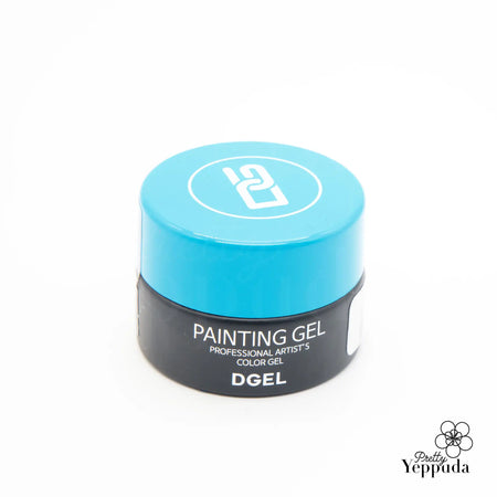 Vibrant turquoise gel paint container with the DGEL brand logo prominently displayed, showcasing the high-quality, professional artist-grade painting gels from the DGEL X JINI summer garden collection featuring a range of bold and nature-inspired colors.