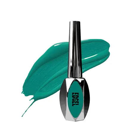 Vibrant green EDGEL color gel in a sleek chrome bottle, showcasing the premium quality and Korean-inspired design of this high-performance nail product. The gel's smooth, rich texture and long-lasting shine are highlighted, inviting users to create their own unique color combinations and salon-worthy manicures.