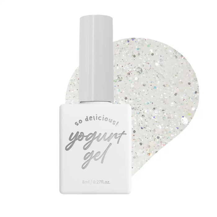 Elaborative Alt Text: Vibrant, eye-catching image of the Yogurt Nail Korea's Bridal Shower Collection, featuring a luxurious, glitter-infused nail gel bottle in a sleek, minimalist design. The description highlights the exquisite set of four syrup gels and four glitter gels, designed to add sophistication and sparkle to any bride's manicure, elevating the wedding experience. The collection is beautifully packaged, complete with a color chart, mak