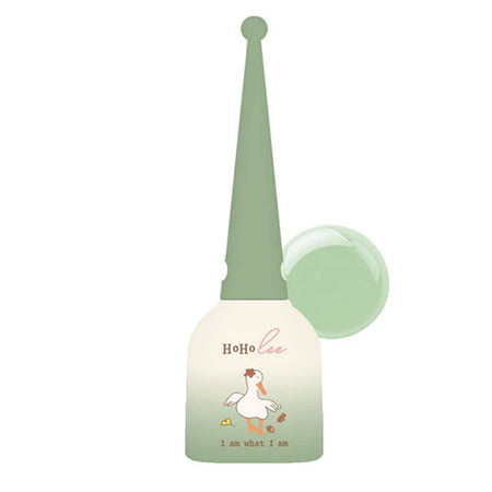 A colorful, whimsical image of a nail polish bottle with a playful farm-inspired design. The bottle features the "HoHoLee Collection Farm Story" branding and an illustration of a duck, evoking a cozy, autumnal mood. The vibrant, semi-sheer gel formula is perfect for creating various nail art looks, from sheer tints to full-coverage opaque styles.