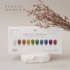 Delicate and serene, the "JIN.B - Poetic Moment Collection 10pcs/set" showcases a vibrant array of transparent nail polish hues, evoking the calming essence of autumn's colorful waters. This captivating product line captures the depth and tranquility of the season, creating a truly mesmerizing visual experience for the user.