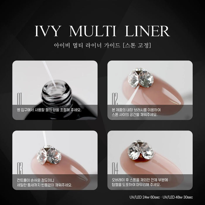 A striking JIN.B IVY multi-liner gel polish with a sleek, non-wipe formula that can be cured under UV or LED lights in 60 or 30 seconds respectively, providing a long-lasting, shimmering finish for an eye-catching manicure.