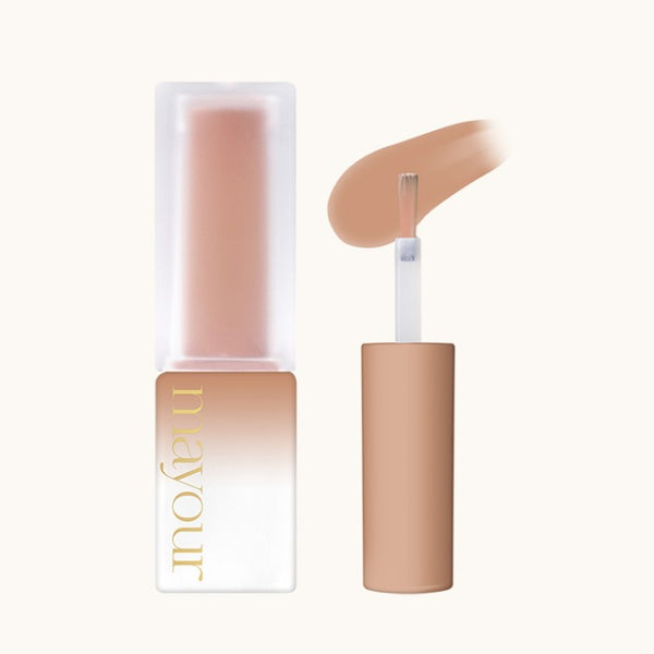 Elegant nude-colored syrup gel bottle from MAYOUR Collector Season 1 set, showcasing smooth texture and luxurious packaging. Applicator wand reveals creamy, high-quality formula perfect for nail art and creative projects.