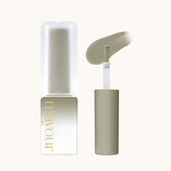 MAYOUR Collector Season 1 syrup gel bottle with applicator brush, showcasing sleek design and soft sage green color. Product image highlighting the luxurious packaging and high-quality formulation of this versatile nail art and craft gel set.