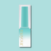 MAYOUR The Collector Season 2 syrup gel polish bottle in turquoise and white ombre design, showcasing brand name in gold lettering, set against a matching aqua background, highlighting the collection's vibrant and versatile color palette for nail art enthusiasts