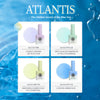 Captivating Atlantis collection featuring 7 syrup gels inspired by the deep, ancient sea and 1 mesmerizing silky magnetic cat eye gel. Unique color palette showcased through collection packaging, free cylinder magnet, and color chart board. Discover the hidden secrets of the blue sea with this enchanting MAYO brand offering.