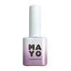 This image depicts a bottle from the MAYO Venus Collection, a set of 8 soft and silky magnetic gels inspired by the goddess of love with fine satin-like particles. The bottle has a minimalist white design with the brand name "MAYO" prominently displayed. These high-quality, UV/LED-curable gels are available individually or as a complete set, offering a range of unique textures and effects for nail enthusiasts.