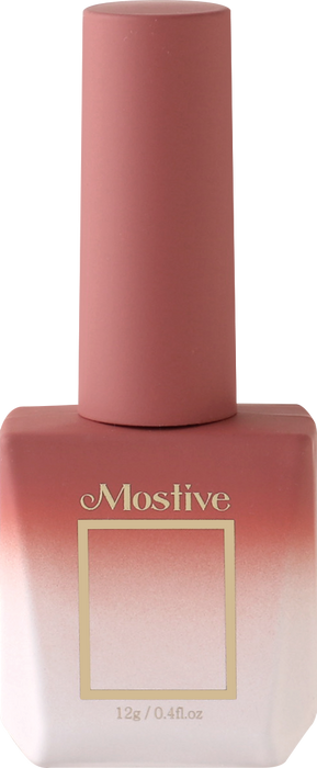 Elegant nail polish bottle with Mostive branded label, showcasing the Midnight Latte Collection for Shopify product MC017-022. The gel polish can be used for full coverage or blended for gradient designs, requiring a UV/LED lamp to cure and fully dry. Available in a set or as single gels, with the swatch card indicating the specific gel number.