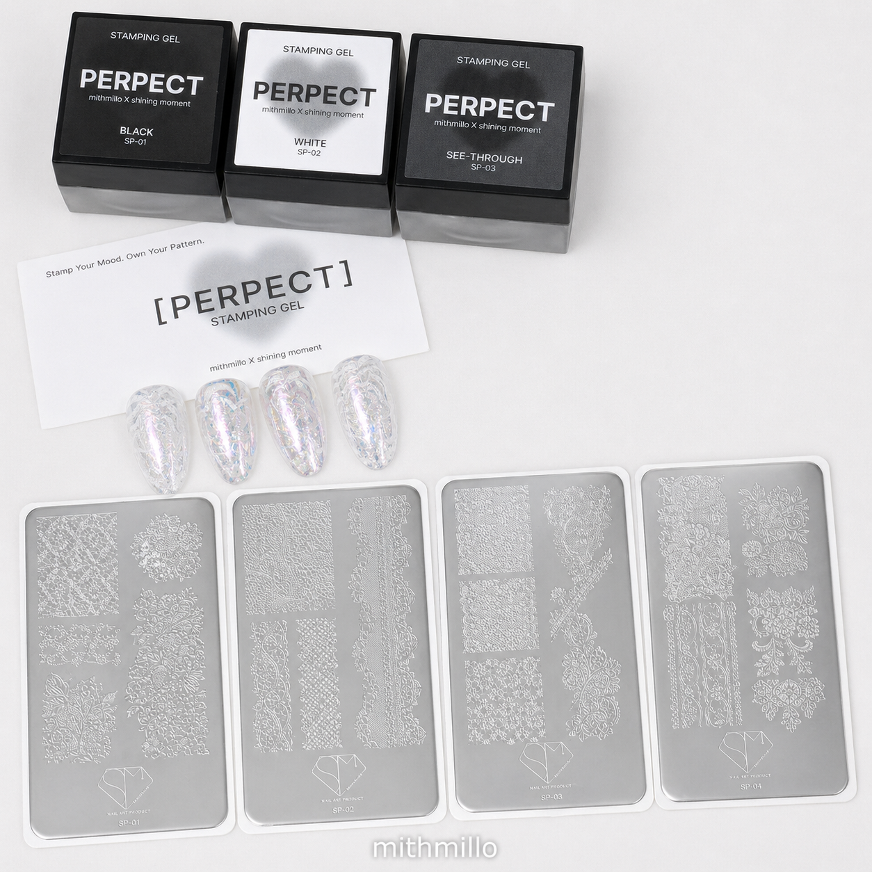 MITHMILLO x Shining Moment Stamping Gel Polish Set – Korean Nail Gel Collection and 4 Stamping Plates