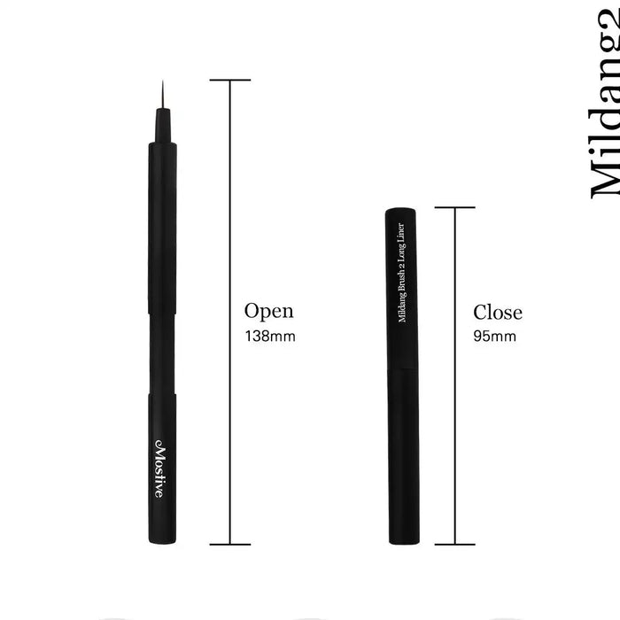 Mostive Mildang Brush Long Liner 0.6: Sleek, compact black makeup brush with a push-button mechanism to store it conveniently like a pen, designed for precise, long-lasting eyeliner application.