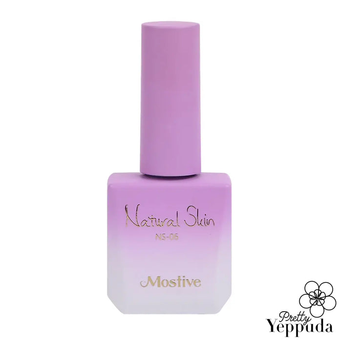 Soft, natural-looking gel polish in a syrup-like hue, capturing the essence of a delicate ink droplet in milk. Designed for gradient effects or a subtle, organic finish. Part of the Mostive Natural Skin Collection (NS01-NS06), a premium Shopify product, offering a variety of shades to suit diverse preferences.