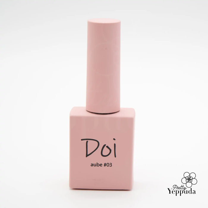 A vibrant, HEMA-free colored overlay gel from the renowned Korean nail artist NAILBAYO's DOI AUBE #03 collection, presented in a sleek and modern pink packaging that captures the essence of Korean nail care excellence.