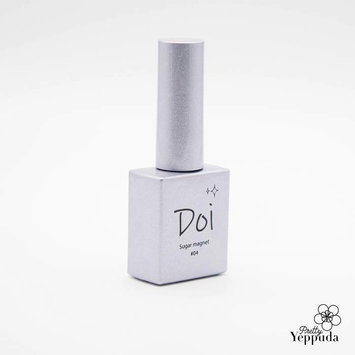 Elegant white bottle of DOI Sugar Magnet Gel from Nailbayo's Korean nail supply collection, featuring sleek silver cap and minimalist label design, perfect for creating magnetic nail art effects with a professional finish