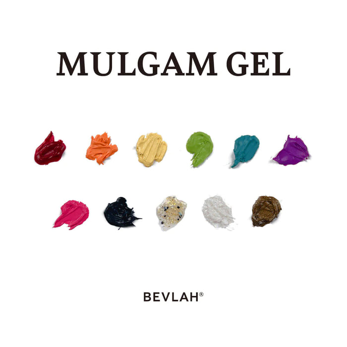 Mulgam Gel Series by Bevlah - A vibrant collection of 12 potted 3D texture gels offering innovative nail art possibilities with a commitment to safety and ethical practices.