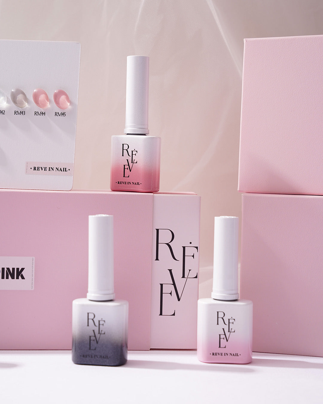 REVE IN NAIL Noir Pink Magnetic Gel Polish Set (10pcs) - Korean Nail Gel Collection