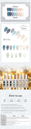 Elegant and sophisticated gel nail colors inspired by the serene beauty of winter's natural hues, perfect for the REVELRY Grace Collection.