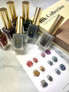 Detailed, high-quality image showcasing the RIPOSO Mute Ink Collection 6-piece set, featuring an assortment of ink bottles in various colors and shapes, along with a color swatch display. This comprehensive product image highlights the diverse range of ink shades and the premium, sleek design of the Riposo brand, providing valuable information for potential Shopify customers.