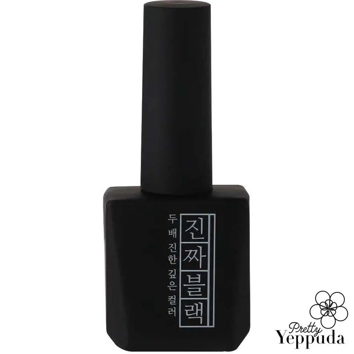 A sleek, black nail polish bottle with the Mostive brand name and product details prominently displayed, showcasing the Jinzza Series MJ50 color gel with high pigmentation and fast-drying capabilities.