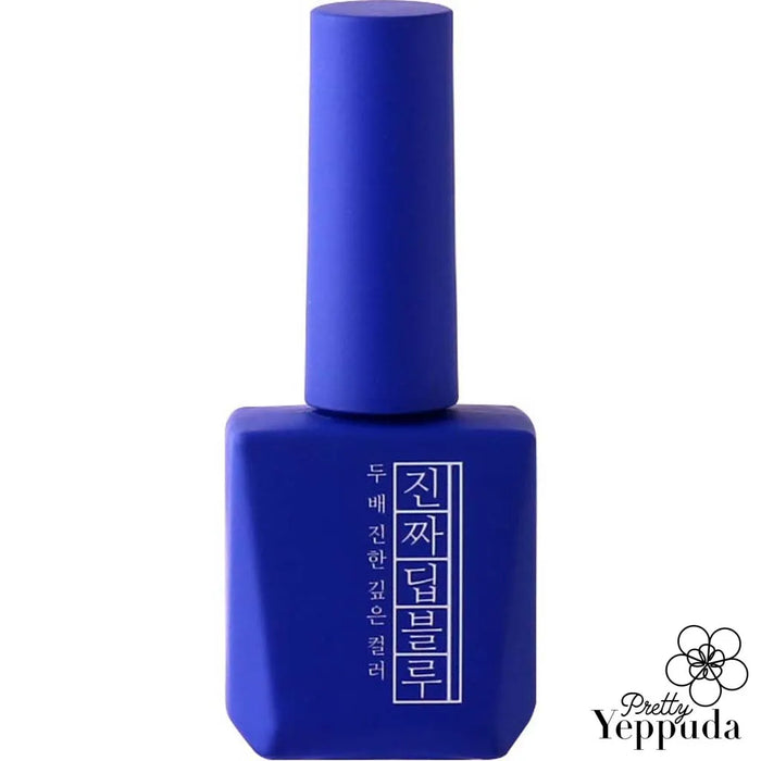 Deep blue nail polish bottle from the Mostive Jinzza Series, showcasing the brand's signature color gel with high pigmentation and 12ml capacity for 60S UV/30S LED curing, providing a vibrant and long-lasting manicure experience.