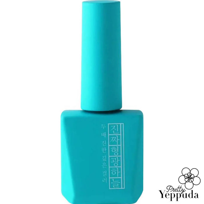 A vibrant, turquoise-colored nail polish bottle from the Mostive Jinzza Series, featuring the MJ53 Fluorescent Blue shade. The product description highlights its single-coat coverage and high pigmentation, making it an ideal choice for Shopify customers seeking a bold, long-lasting nail color from the Mostive brand.