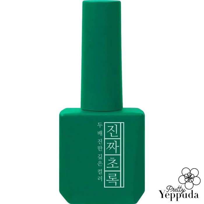 A vibrant green nail polish bottle with the Mostive brand name and Jinzza series product name "MJ28 Green" prominently displayed. The bottle features a tall, sleek design and conveys a sense of high quality and premium formulation, aligning with the product description of "Signature Colour Gel" with "1 coat coverage" and "high pigmentation".