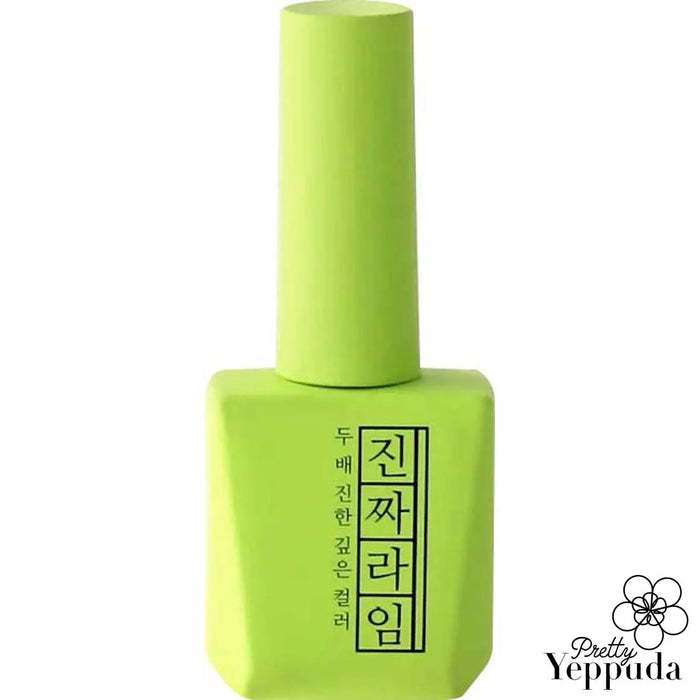 Vibrant lime green gel nail polish from the Jinzza collection by the premium Mostive brand, featuring 1-coat coverage and high pigmentation in a 12ml bottle that cures in 60 seconds under UV or 30 seconds under LED light.